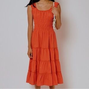 Elegant Orange Sleeveless Dress